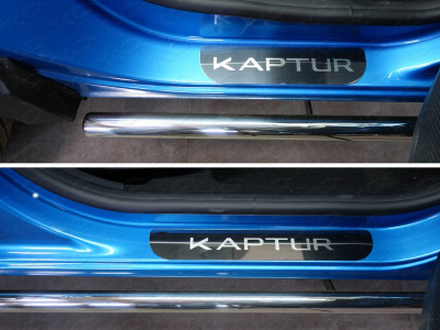 Renault Kaptur (16–) Накладки на пороги (лист зеркальный надпись Kaptur)
